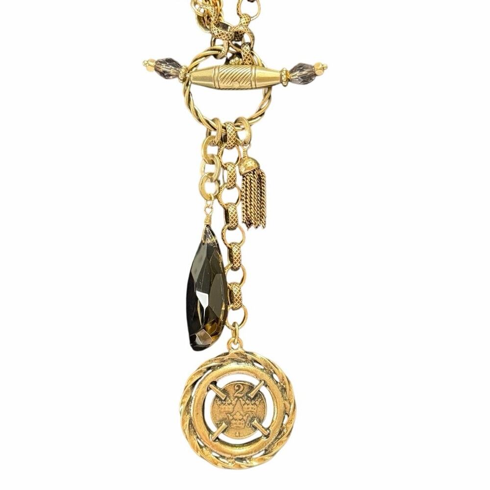 Chico’s Vintage Style Gold Charm Lariat Necklace – 24” Drop - Picture 3 of 5